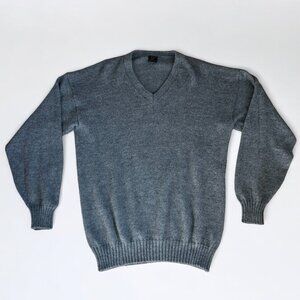 Men's Artesania Cusco 100% Alpaca Grey V-neck Sweater Size Large